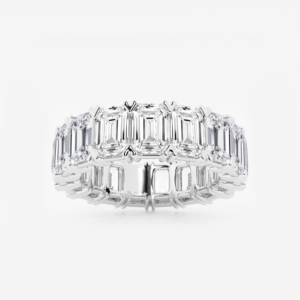 GWA009 - 10 ctw Emerald Lab Grown Diamond V-Prong Eternity Band - 5.7mm Width