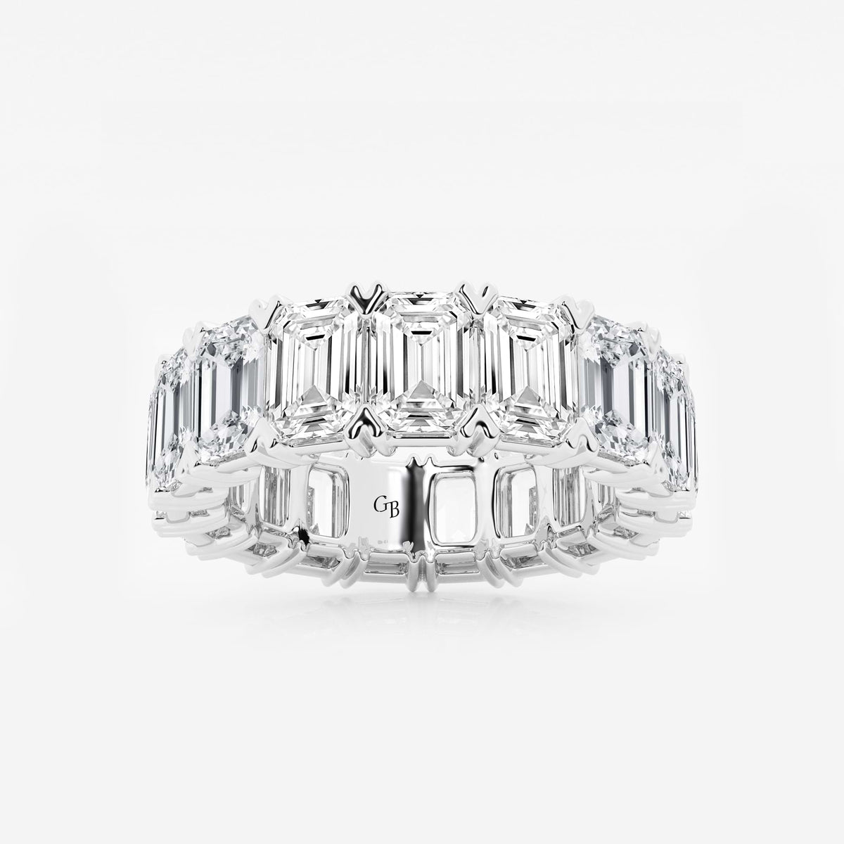 GWA009 - 10 ctw Emerald Lab Grown Diamond V-Prong Eternity Band - 5.8mm Width