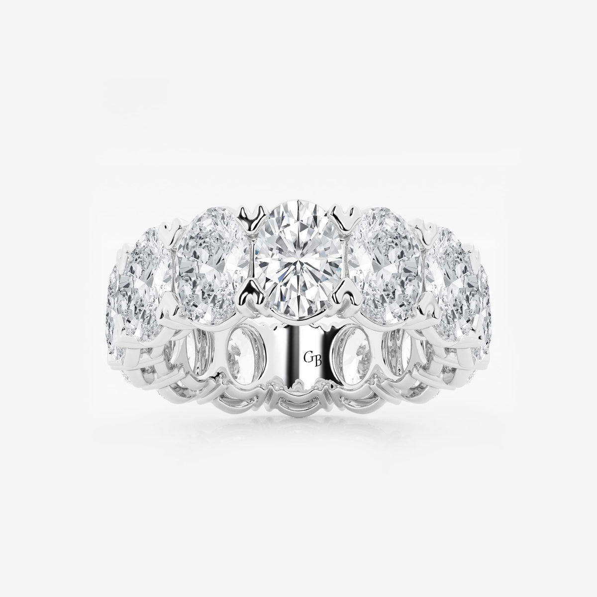 GWA009 - 10 ctw Oval Lab Grown Diamond V-Prong Eternity Band - 7mm Width