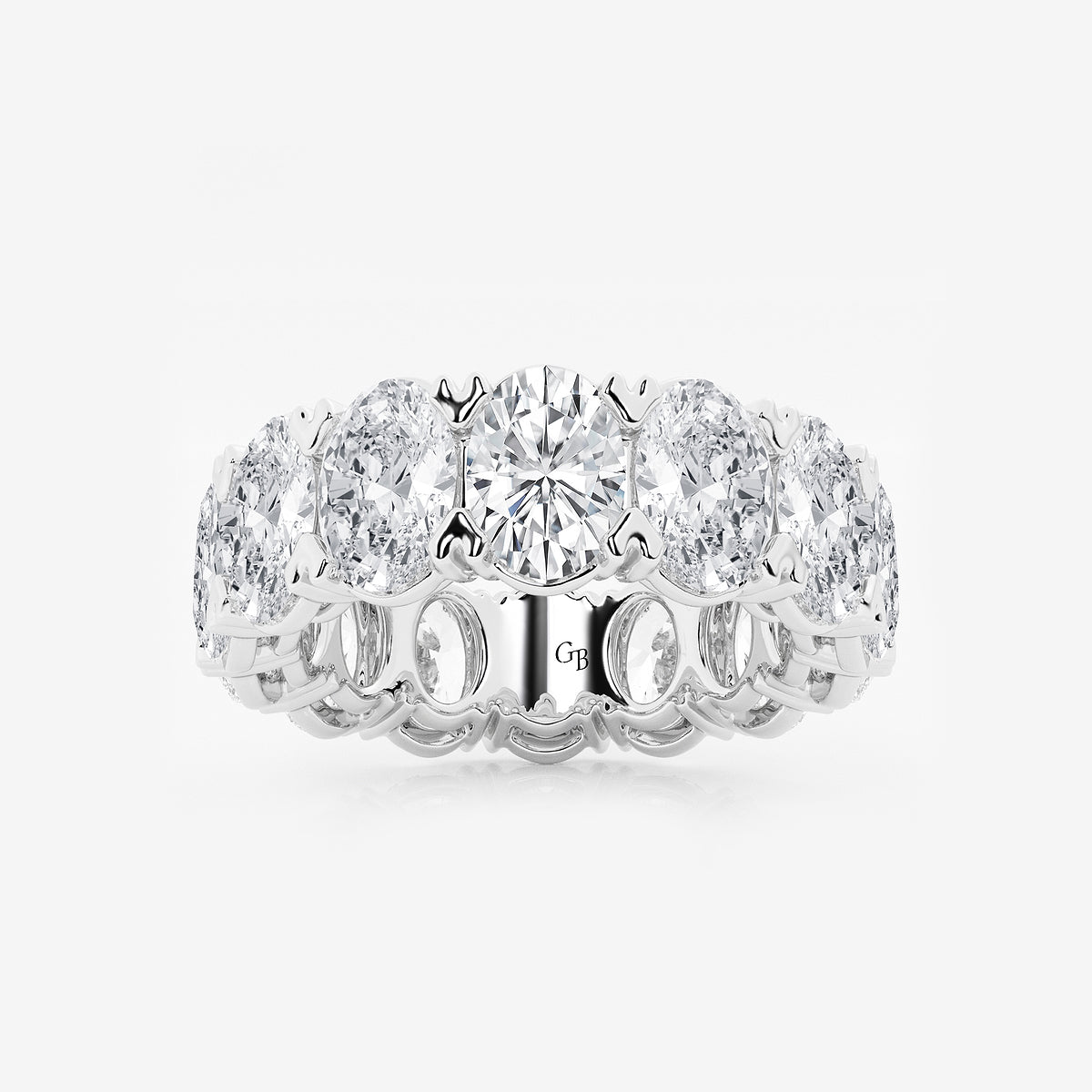 GWA009 - product video for 10 ctw Oval Lab Grown Diamond V-Prong Eternity Band - 7mm Width