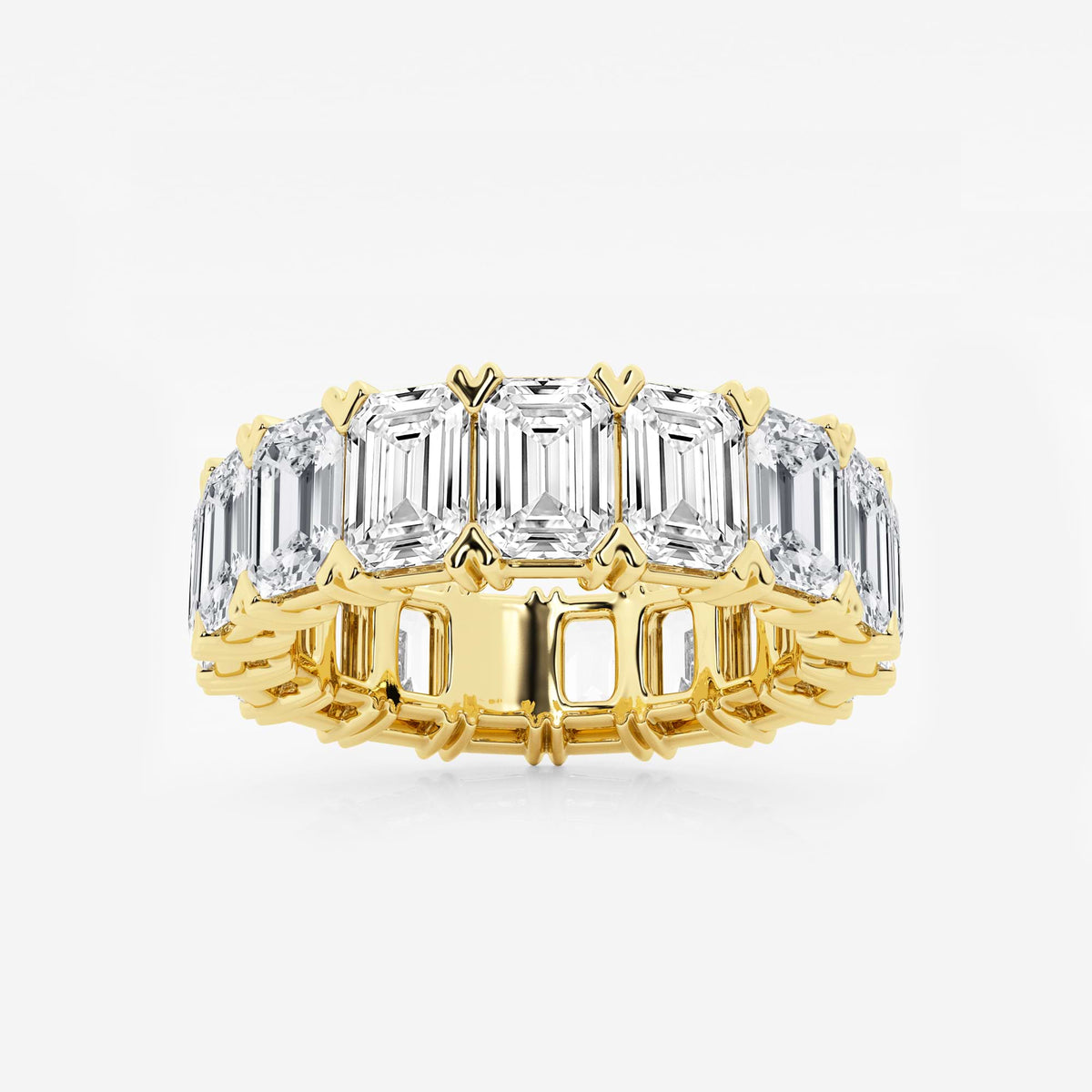 GWA009 - 10 ctw Emerald Lab Grown Diamond V-Prong Eternity Band - 5.7mm Width