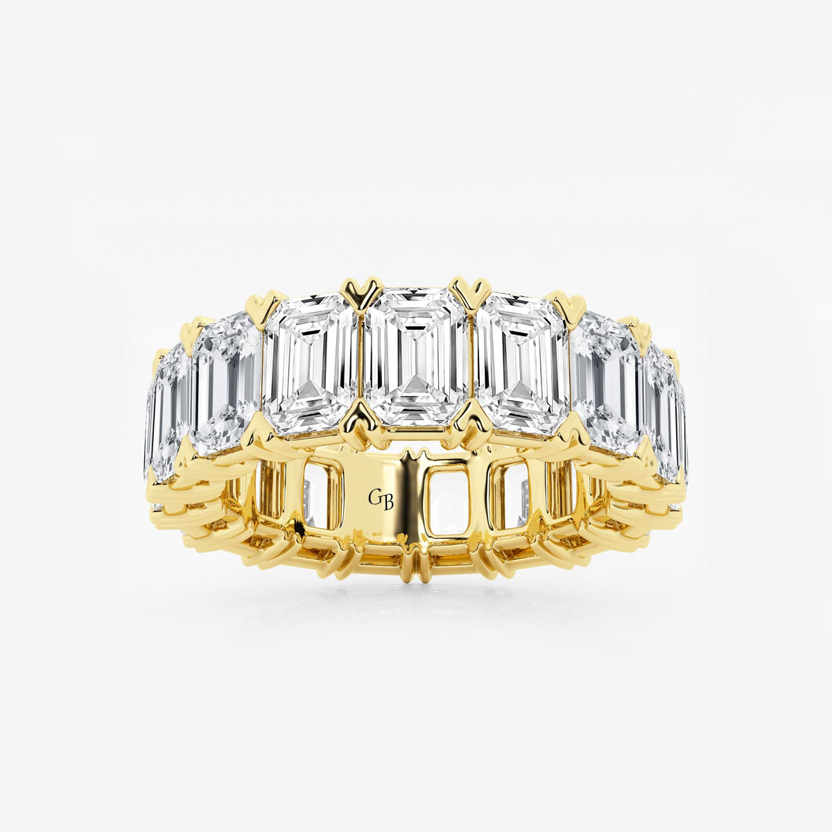 GWA009 - 10 ctw Emerald Lab Grown Diamond V-Prong Eternity Band - 5.8mm Width