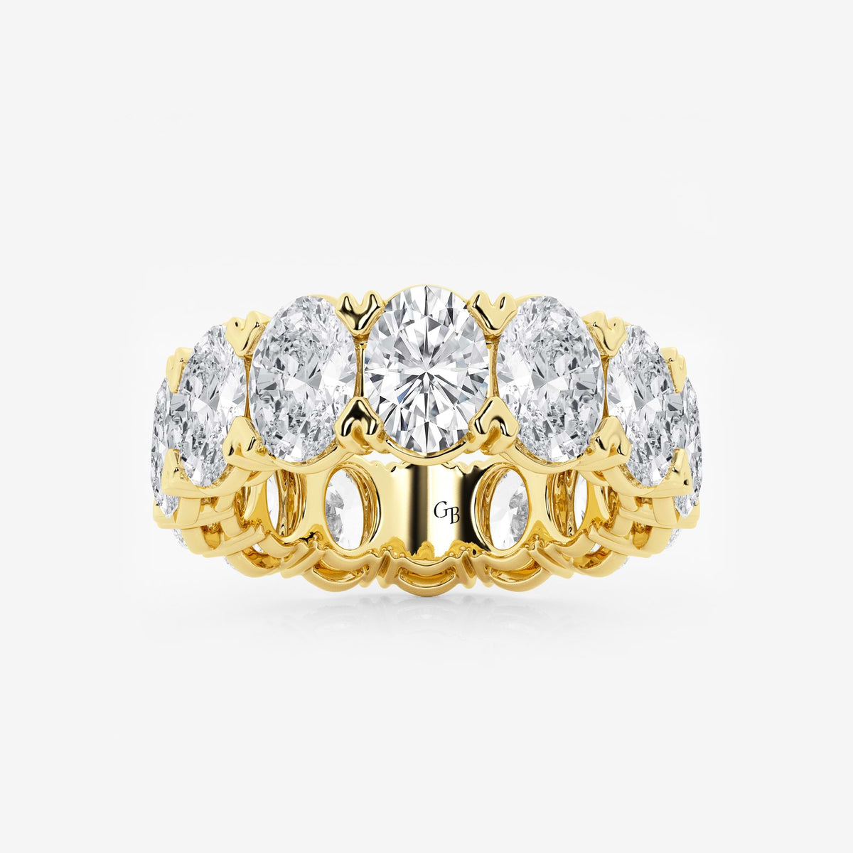 GWA009 - 10 ctw Oval Lab Grown Diamond V-Prong Eternity Band - 7mm Width
