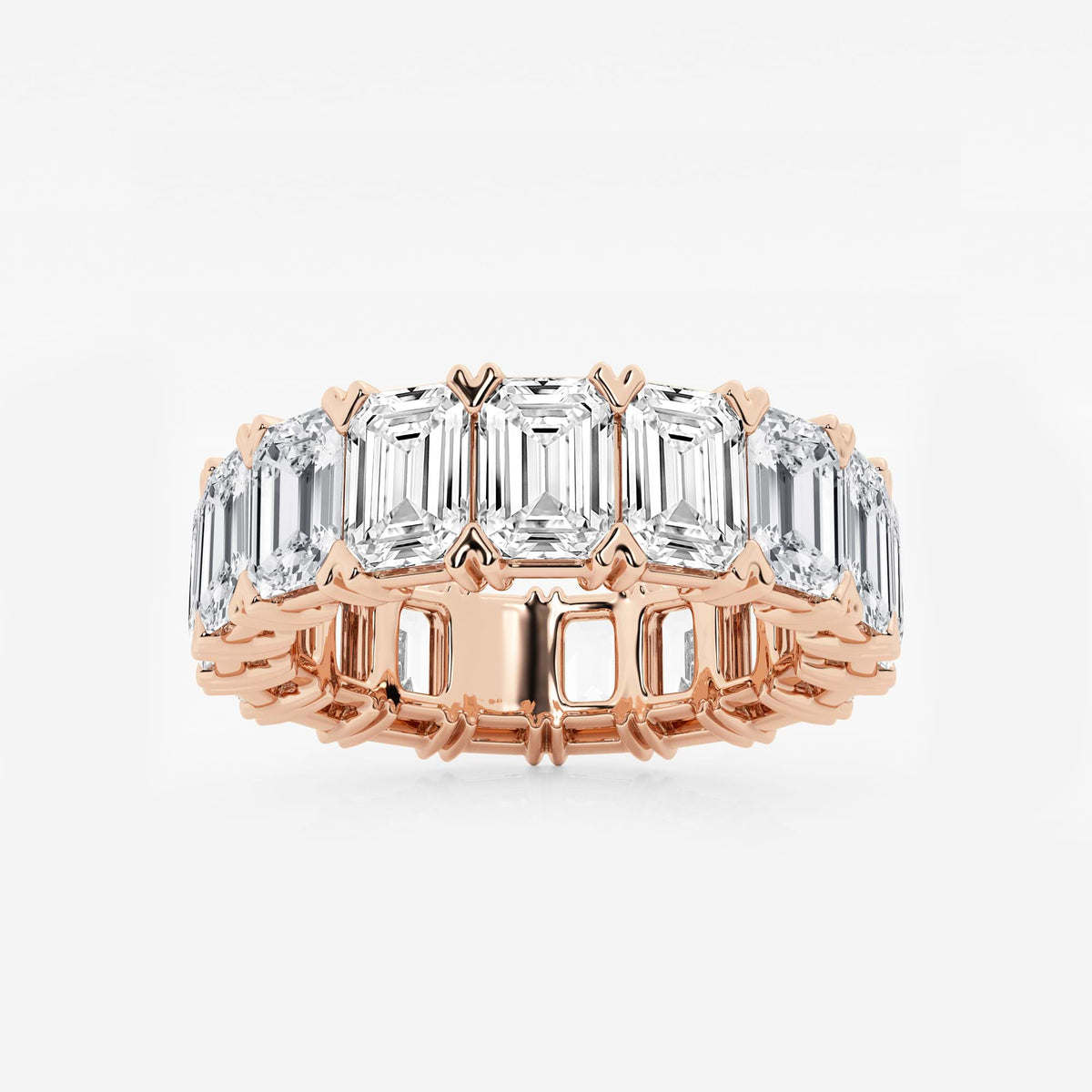 GWA009 - 10 ctw Emerald Lab Grown Diamond V-Prong Eternity Band - 5.7mm Width