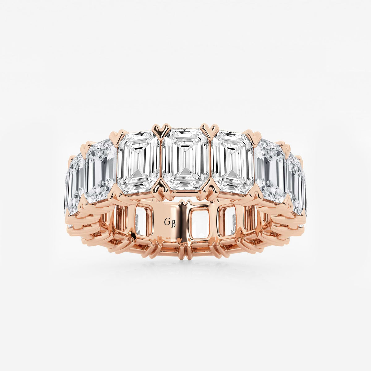 GWA009 - 10 ctw Emerald Lab Grown Diamond V-Prong Eternity Band - 5.8mm Width