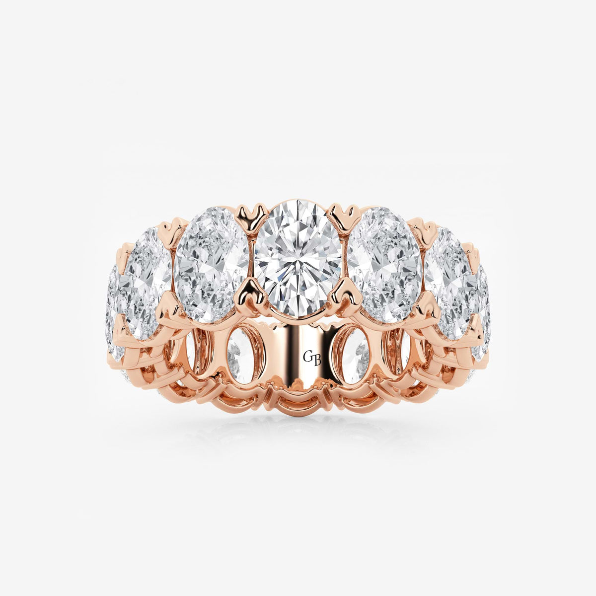 GWA009 - 10 ctw Oval Lab Grown Diamond V-Prong Eternity Band - 7mm Width