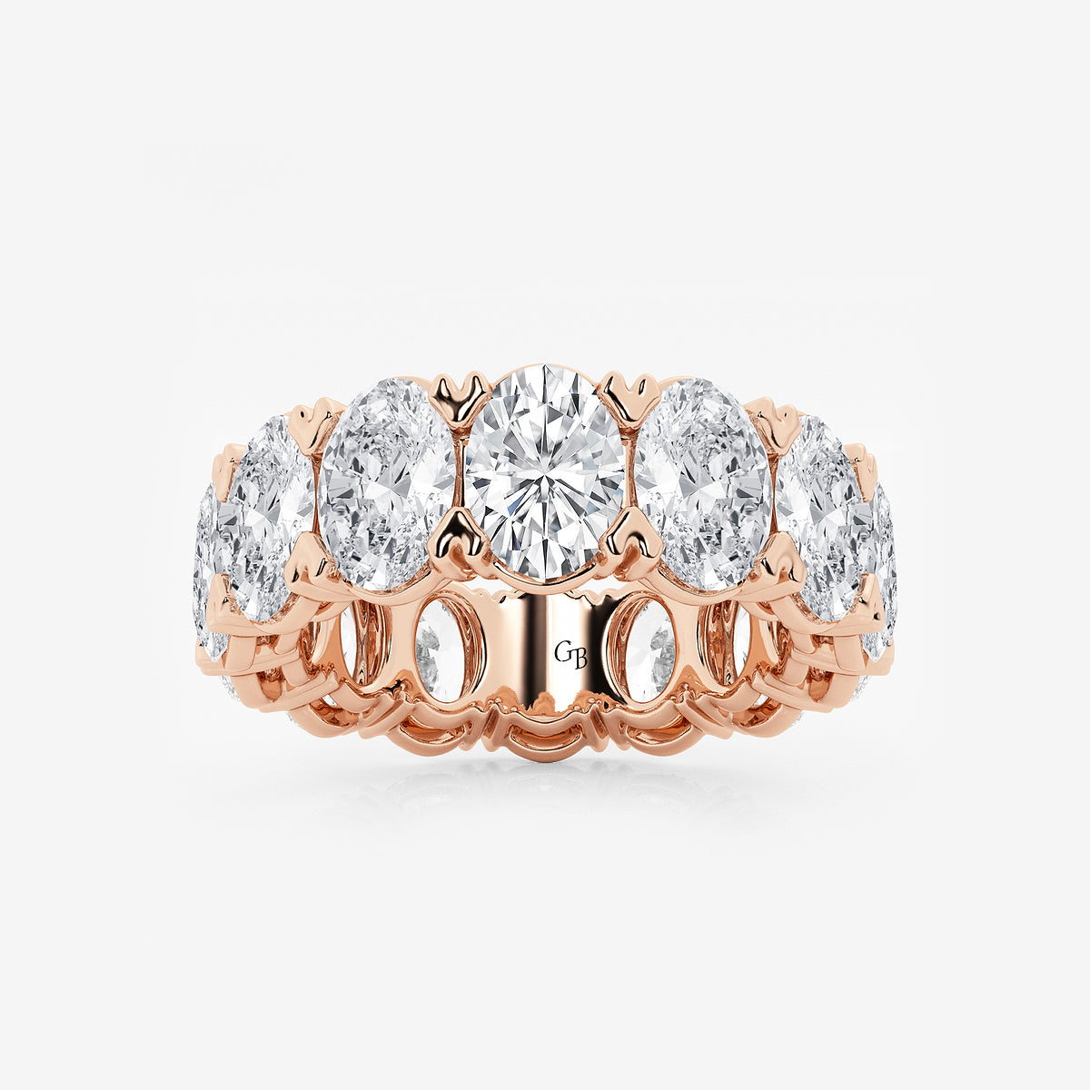 GWA009 - product video for 10 ctw Oval Lab Grown Diamond V-Prong Eternity Band - 7mm Width