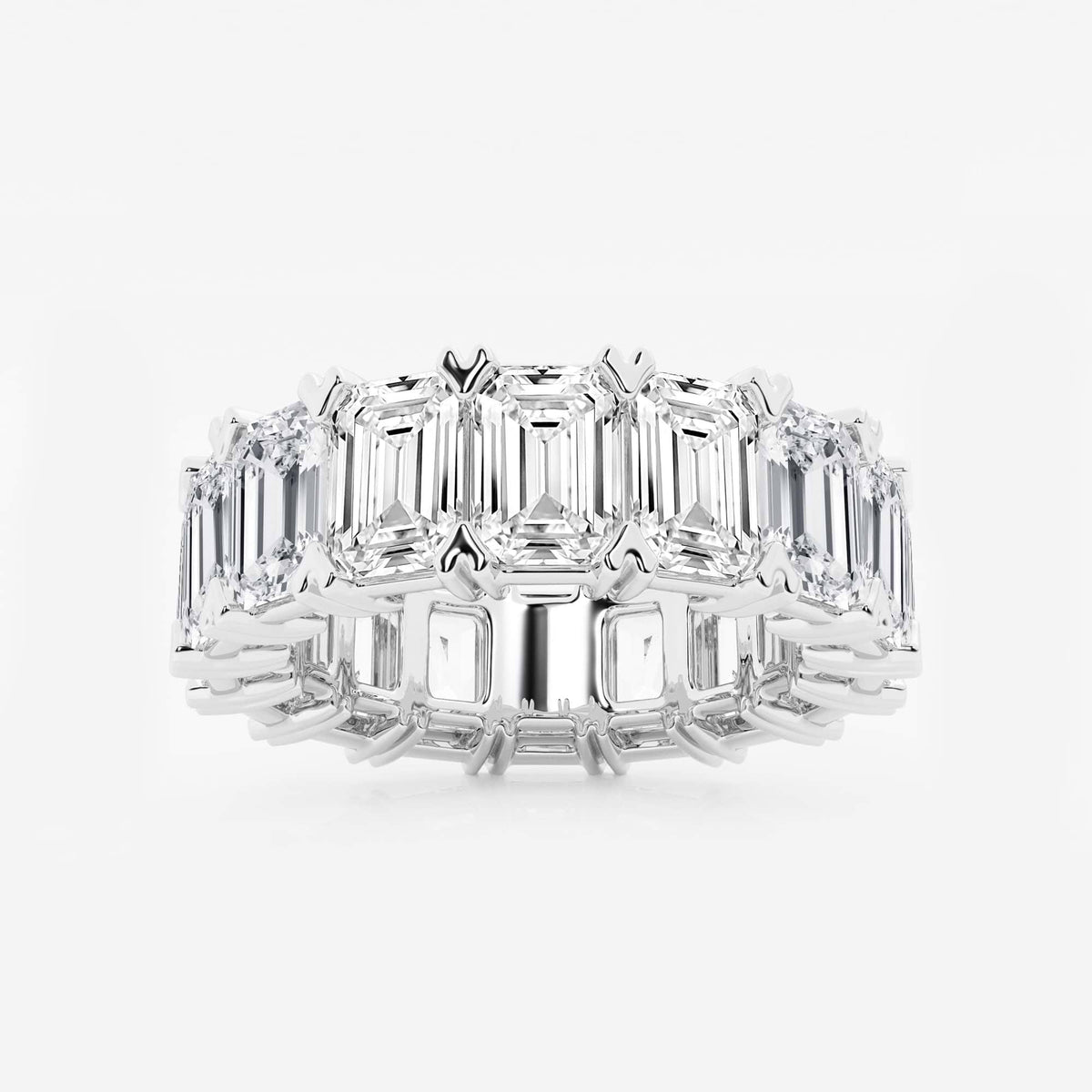 GWA009 - 12 ctw Emerald Lab Grown Diamond V-Prong Eternity Band - 6.2mm Width