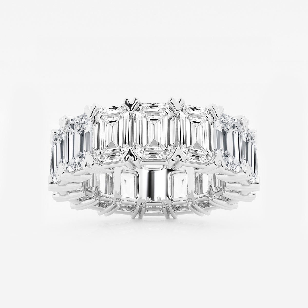 GWA009 - product video for 12 ctw Emerald Lab Grown Diamond V-Prong Eternity Band - 6.2mm Width