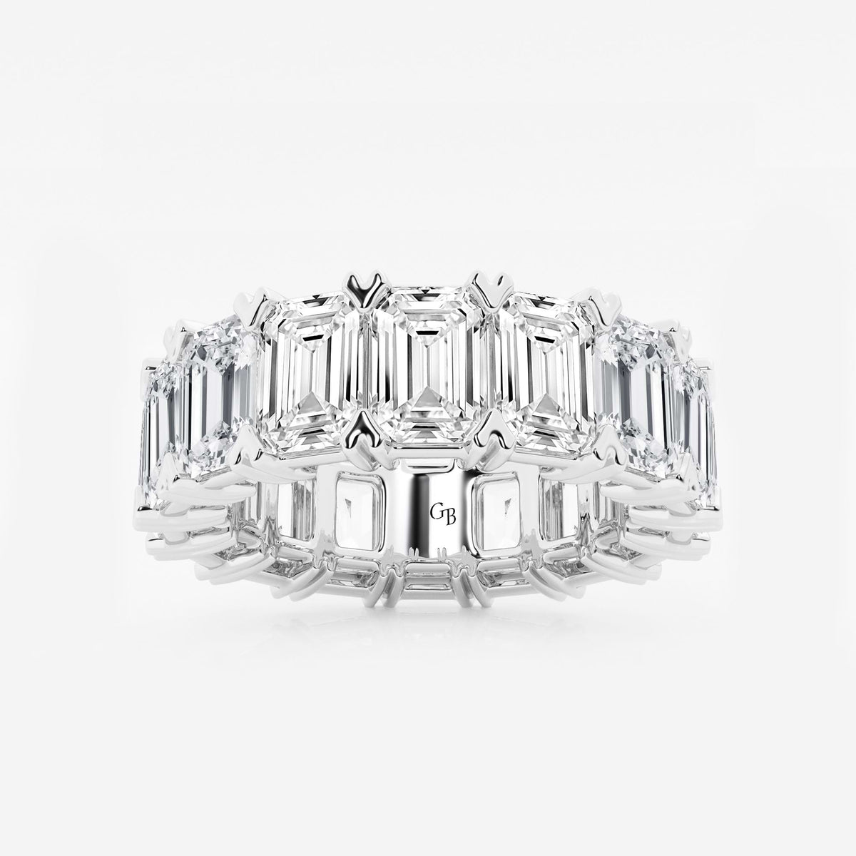 GWA009 - 12 ctw Emerald Lab Grown Diamond V-Prong Eternity Band - 6.3mm Width