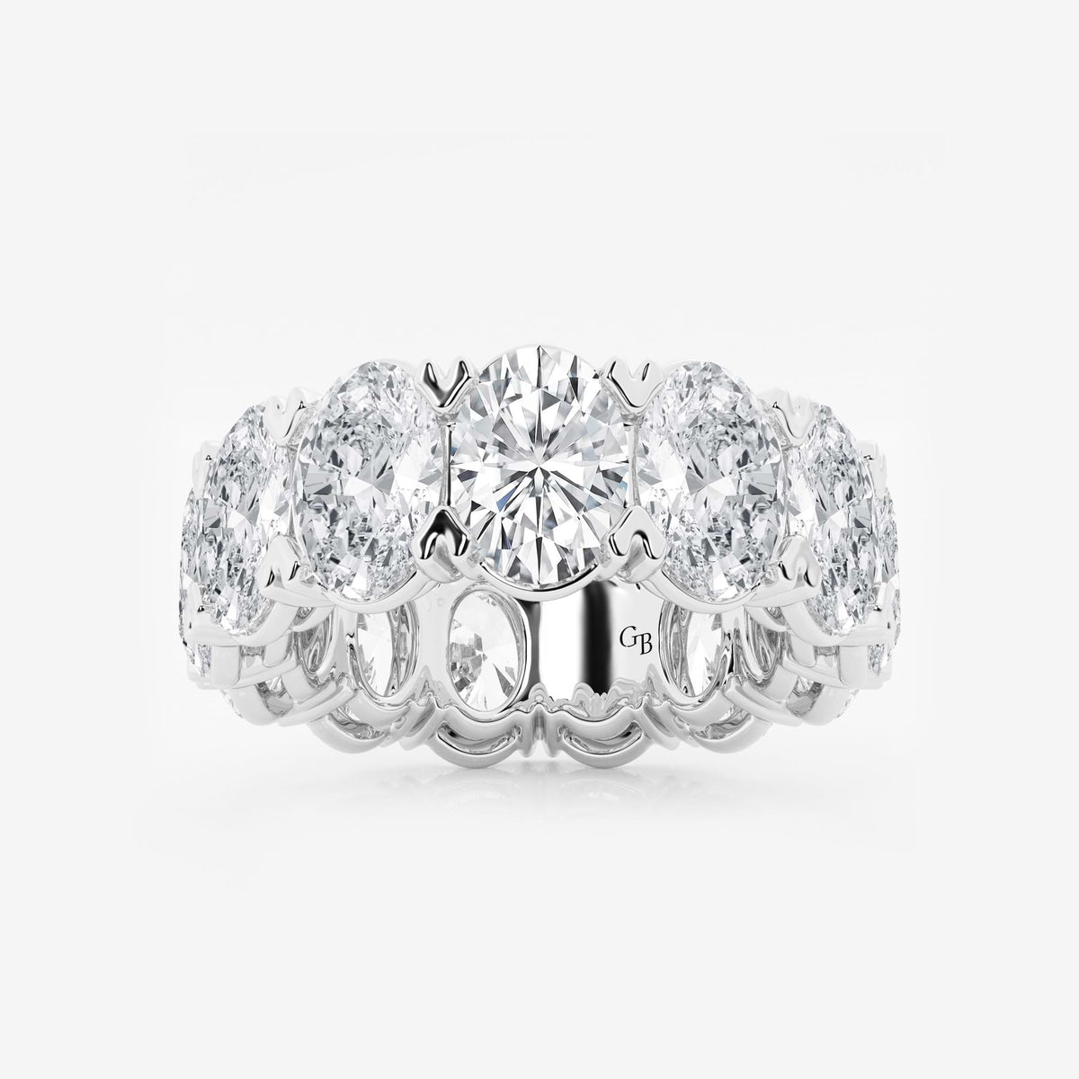 GWA009 - 12 ctw Oval Lab Grown Diamond V-Prong Eternity Band - 7.5mm Width