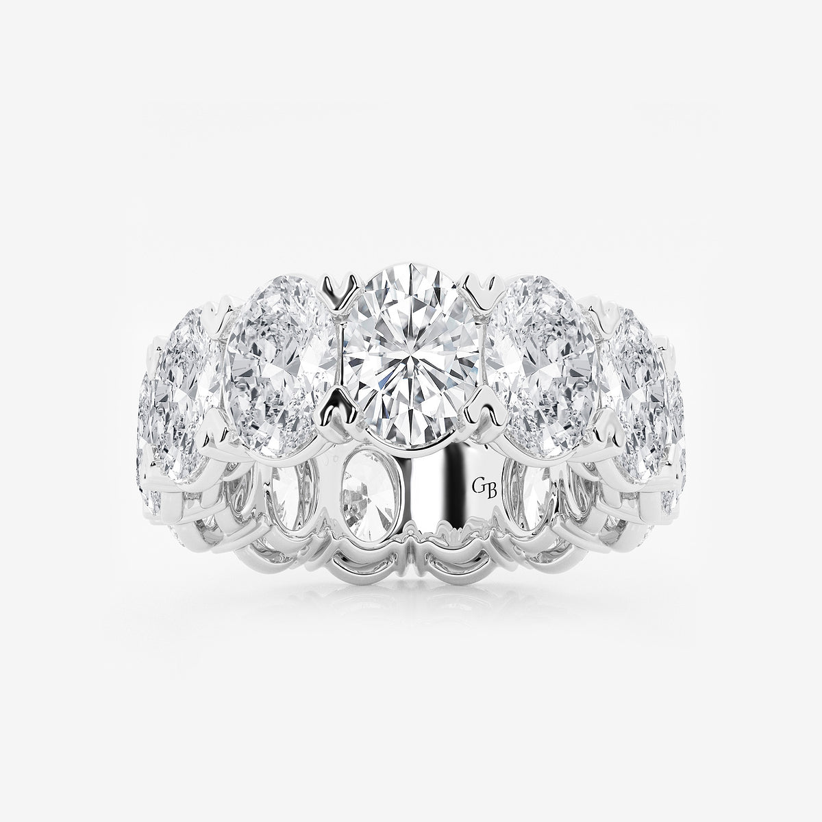 GWA009 - product video for 12 ctw Oval Lab Grown Diamond V-Prong Eternity Band - 7.5mm Width