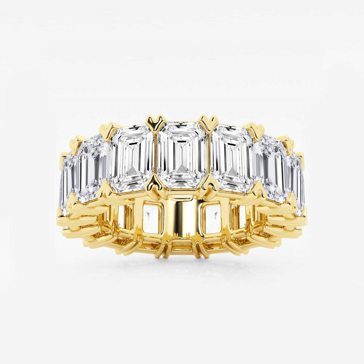 GWA009 - 12 ctw Emerald Lab Grown Diamond V-Prong Eternity Band - 6.2mm Width