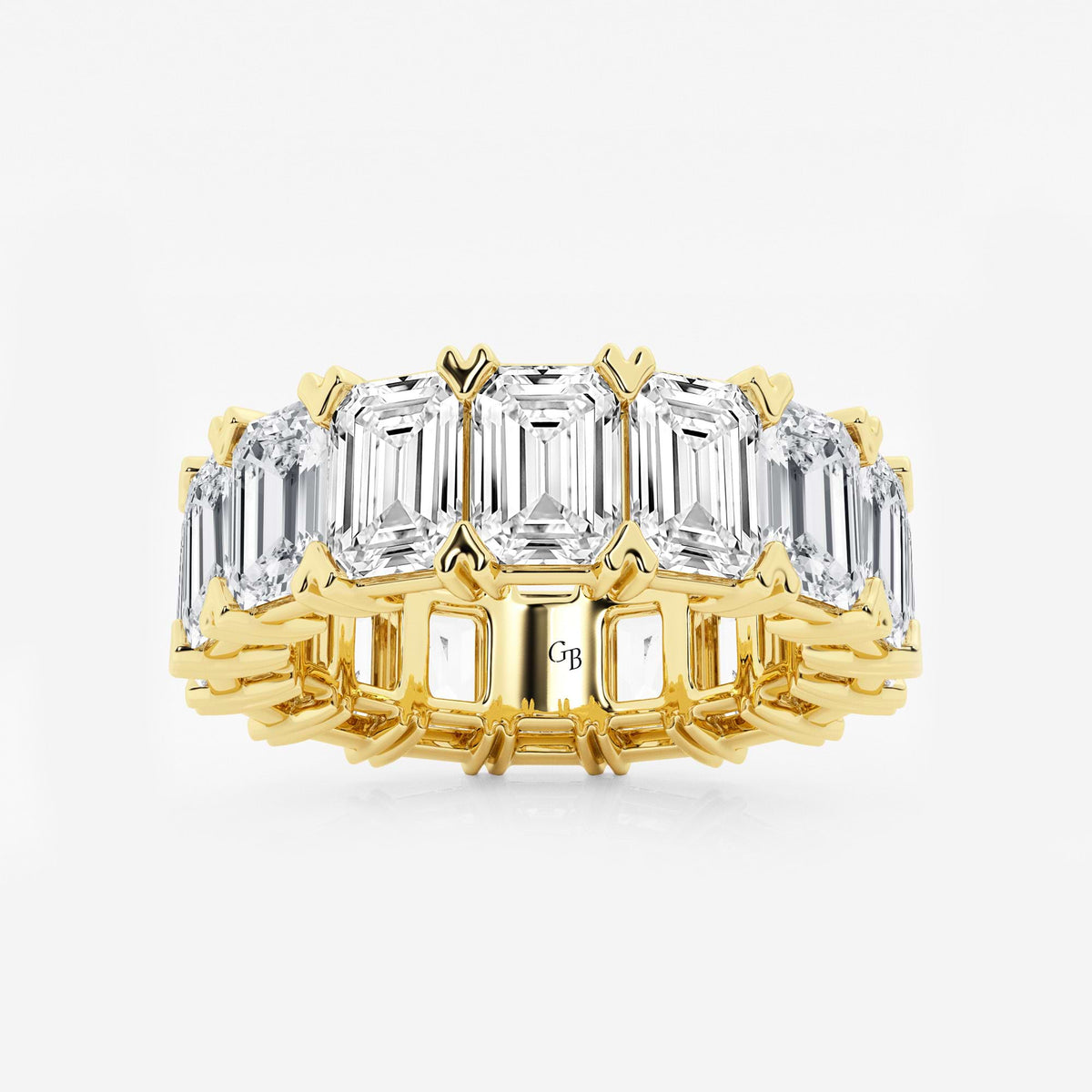 GWA009 - 12 ctw Emerald Lab Grown Diamond V-Prong Eternity Band - 6.3mm Width