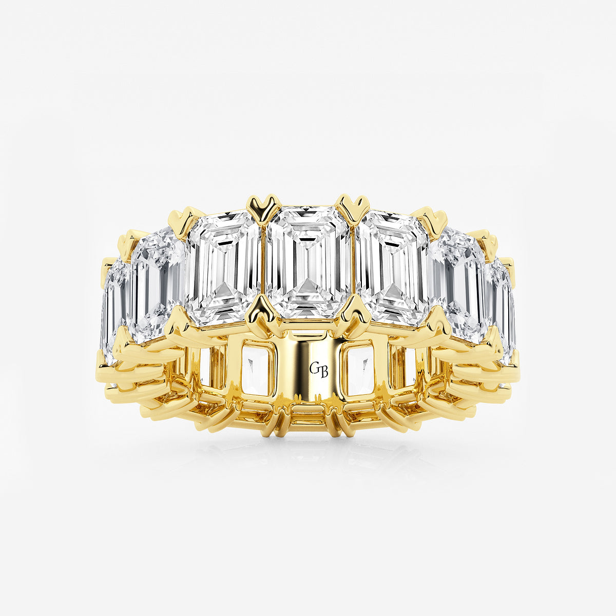 GWA009 - product video for 12 ctw Emerald Lab Grown Diamond V-Prong Eternity Band - 6.3mm Width