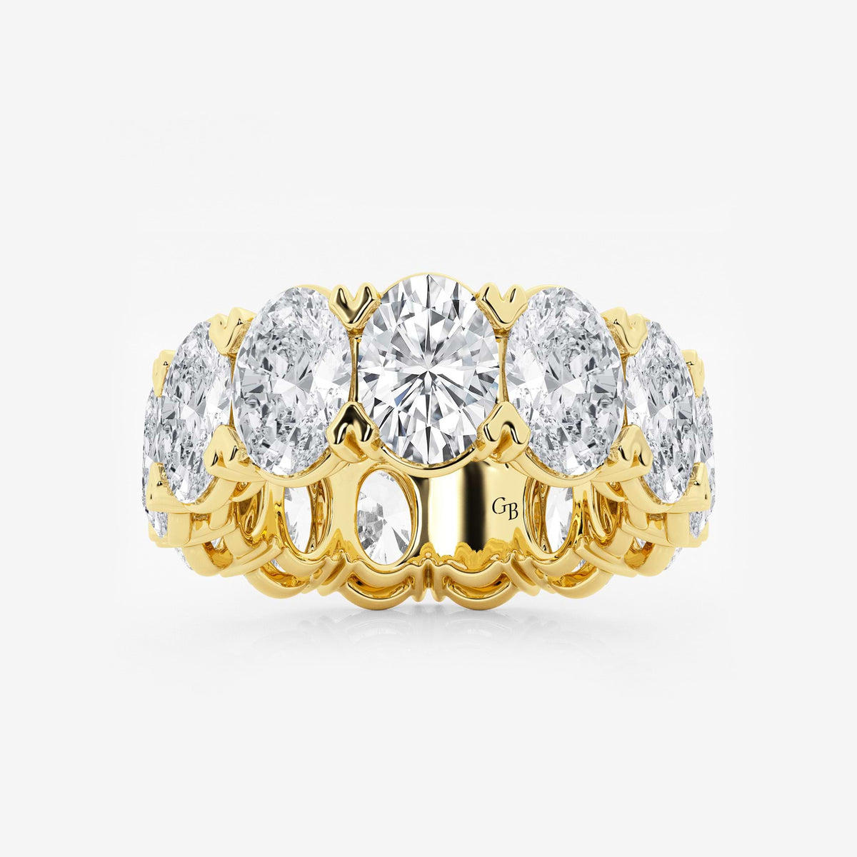 GWA009 - 12 ctw Oval Lab Grown Diamond V-Prong Eternity Band - 7.5mm Width