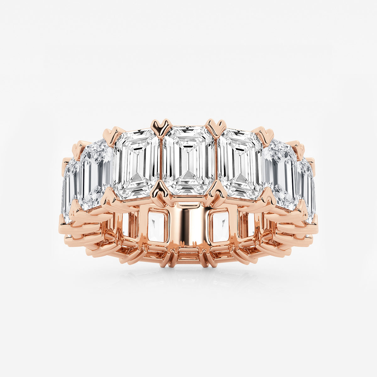 GWA009 - product video for 12 ctw Emerald Lab Grown Diamond V-Prong Eternity Band - 6.2mm Width