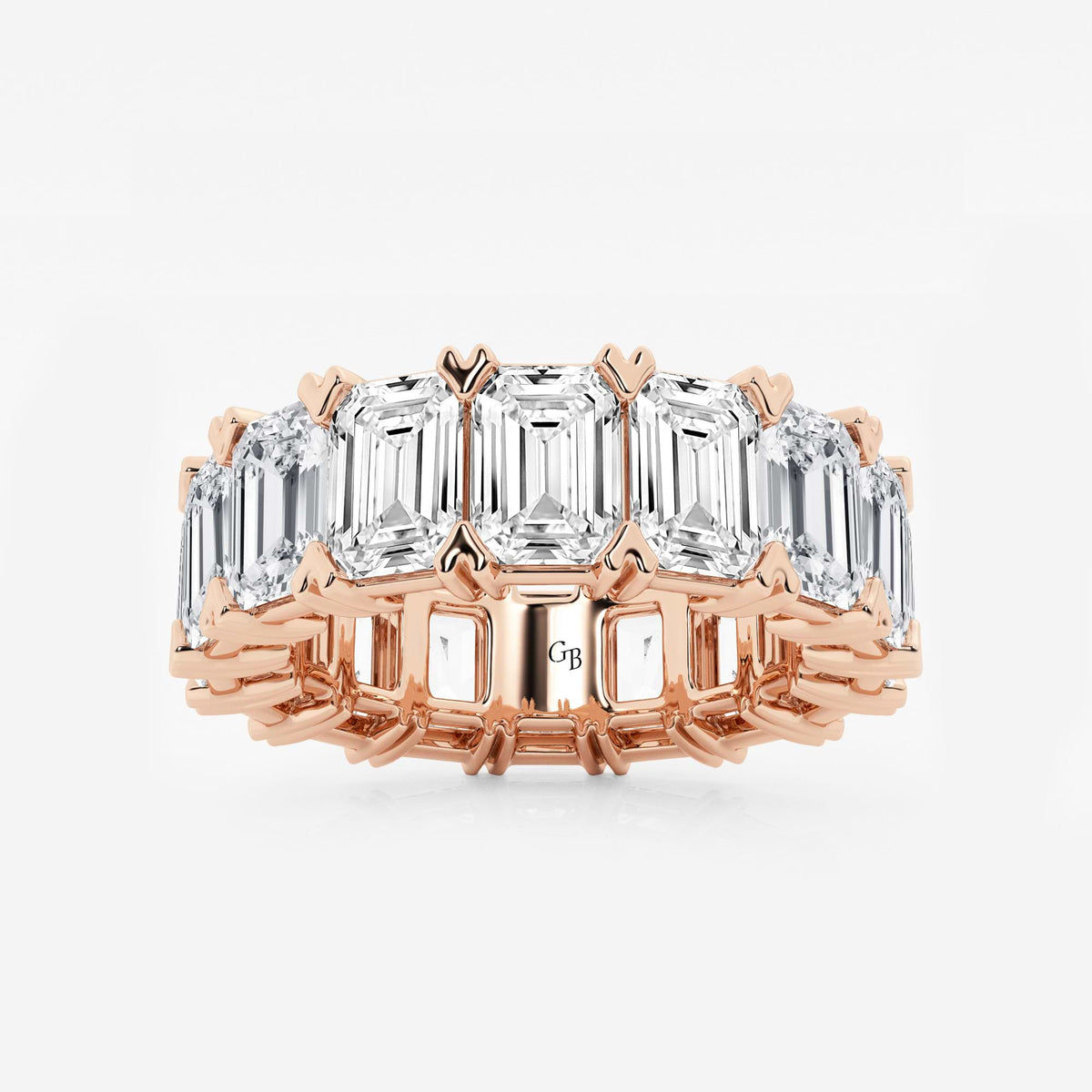 GWA009 - 12 ctw Emerald Lab Grown Diamond V-Prong Eternity Band - 6.3mm Width