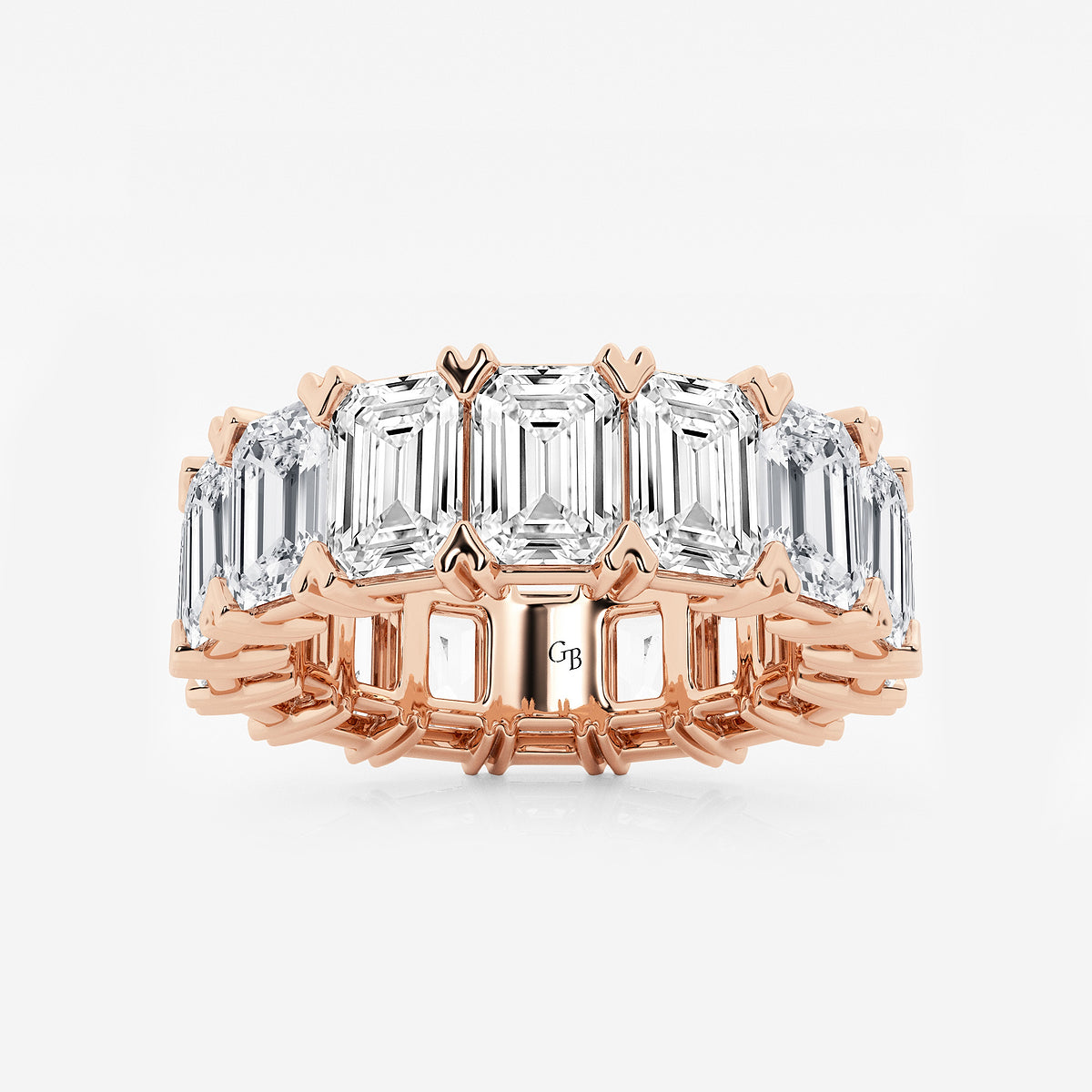 GWA009 - product video for 12 ctw Emerald Lab Grown Diamond V-Prong Eternity Band - 6.3mm Width