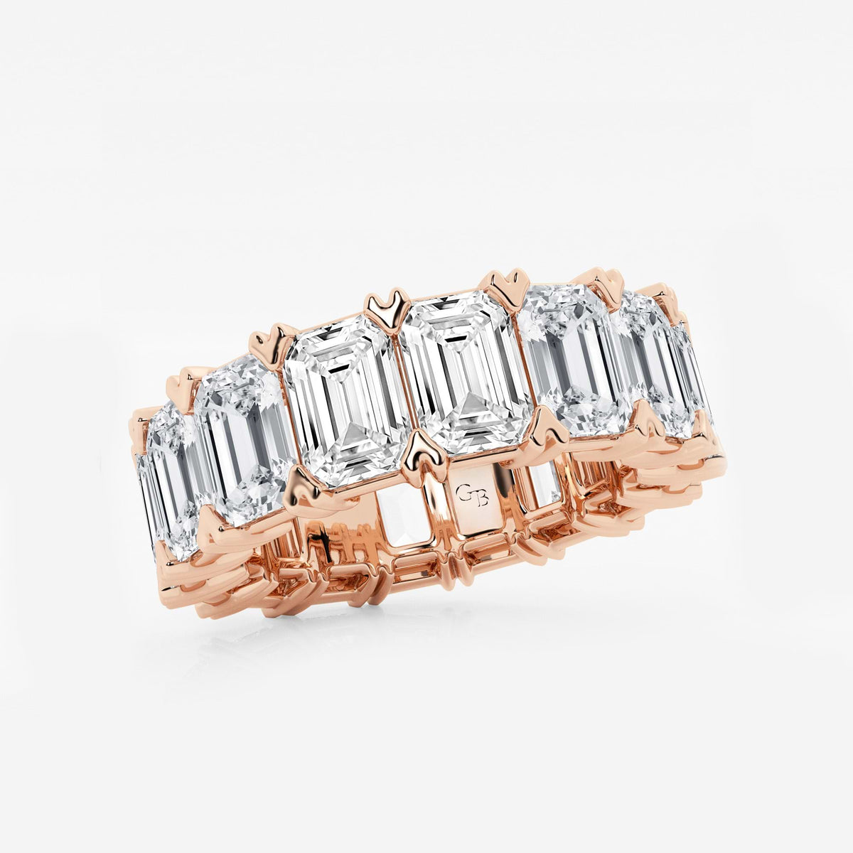 GWA009 - Additional Image 1 for  12 ctw Emerald Lab Grown Diamond V-Prong Eternity Band - 6.3mm Width