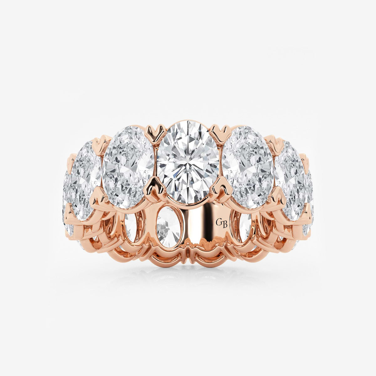 GWA009 - 12 ctw Oval Lab Grown Diamond V-Prong Eternity Band - 7.5mm Width