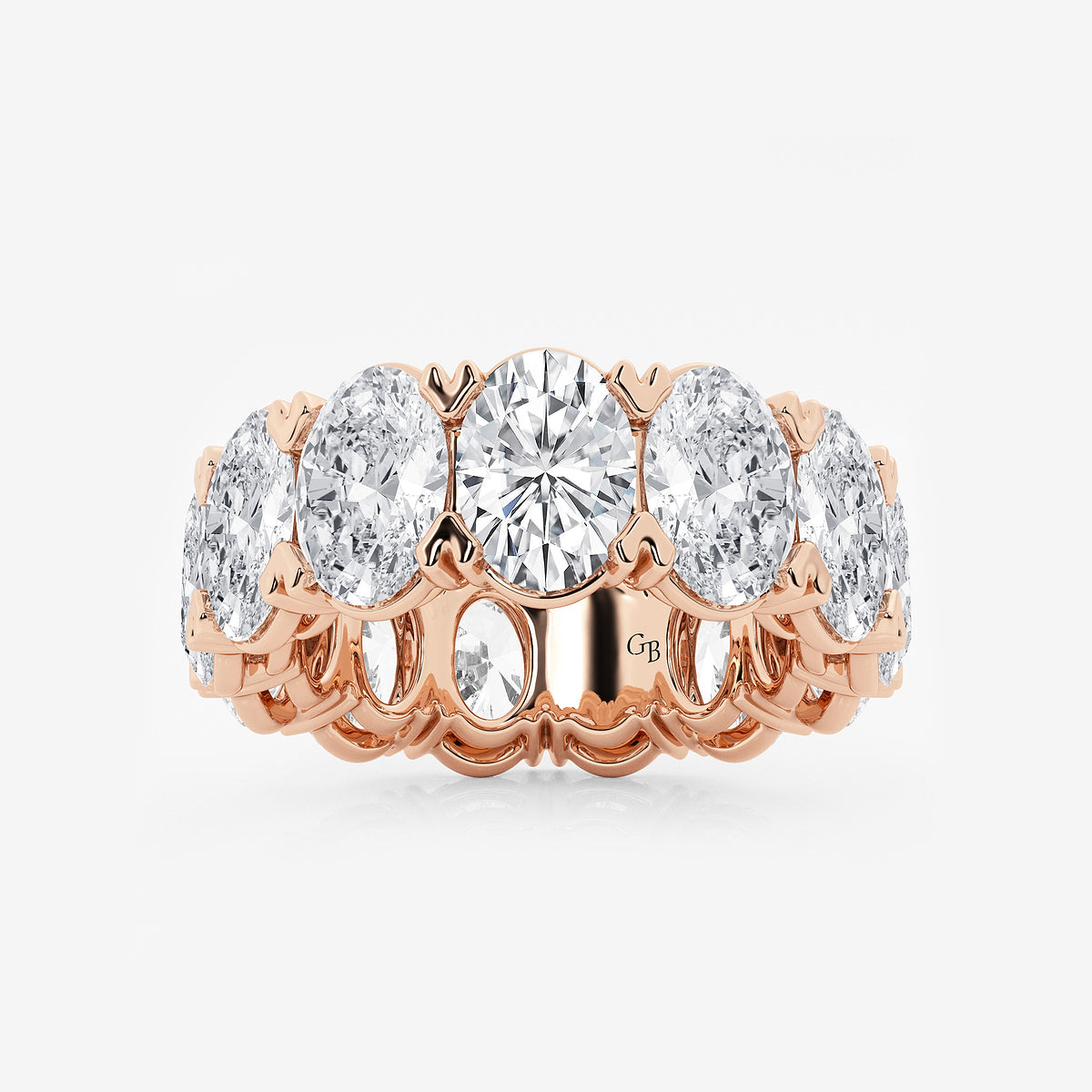 GWA009 - product video for 12 ctw Oval Lab Grown Diamond V-Prong Eternity Band - 7.5mm Width