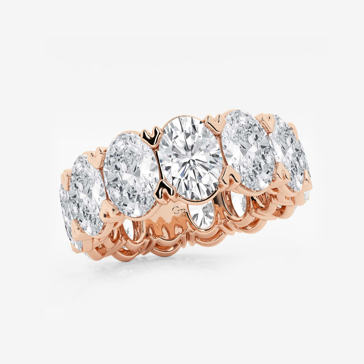 GWA009 - Additional Image 1 for  12 ctw Oval Lab Grown Diamond V-Prong Eternity Band - 7.5mm Width