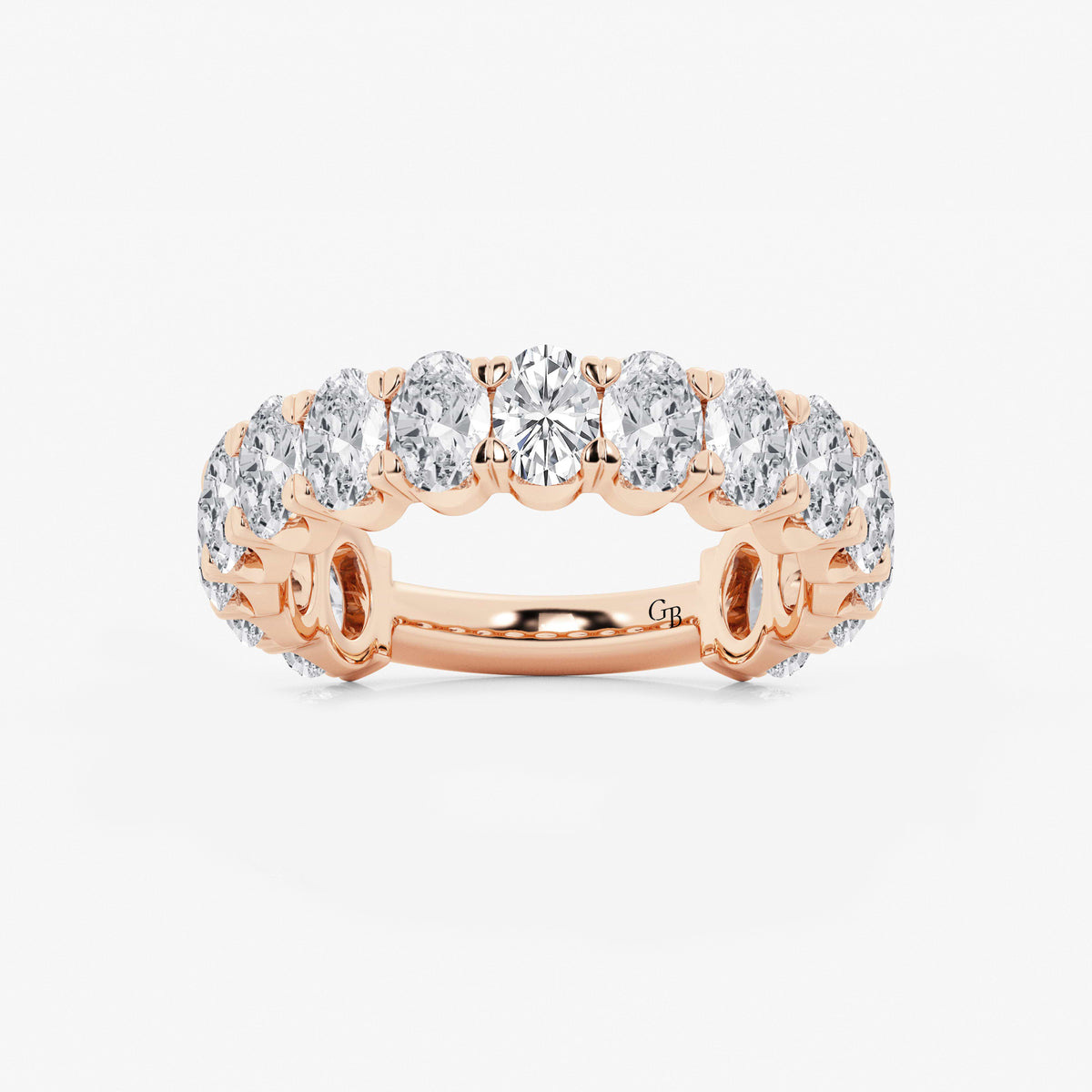 GWA010 - 3 ctw Oval Lab Grown Diamond Three Quarter Eternity Wedding Band