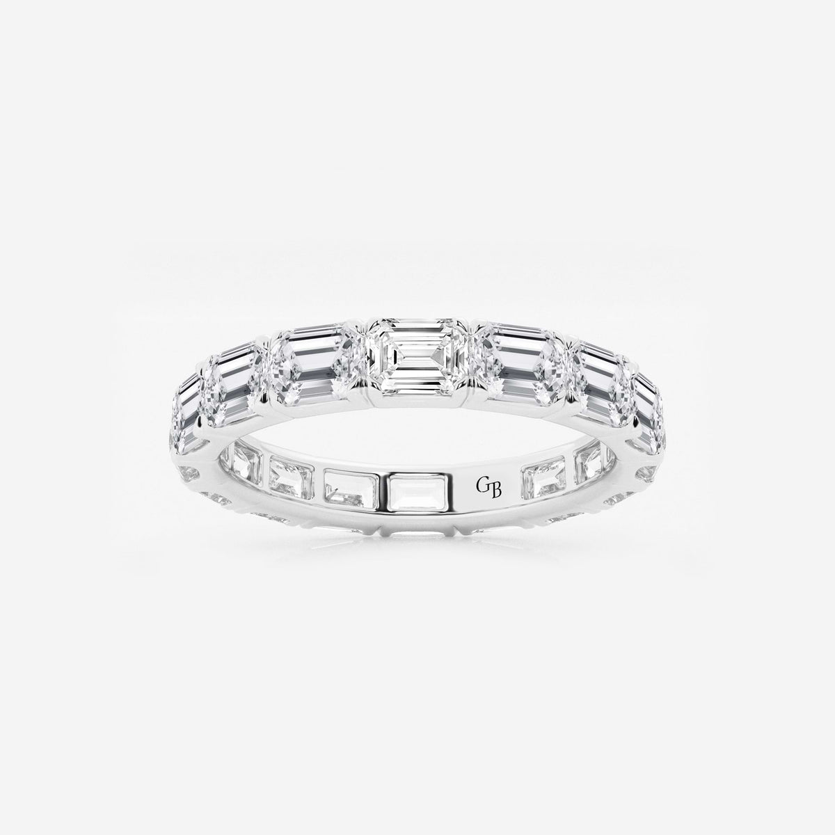 GWA013 - 3 ctw East-West Emerald Lab Grown Diamond Eternity Band - 3.1mm Width