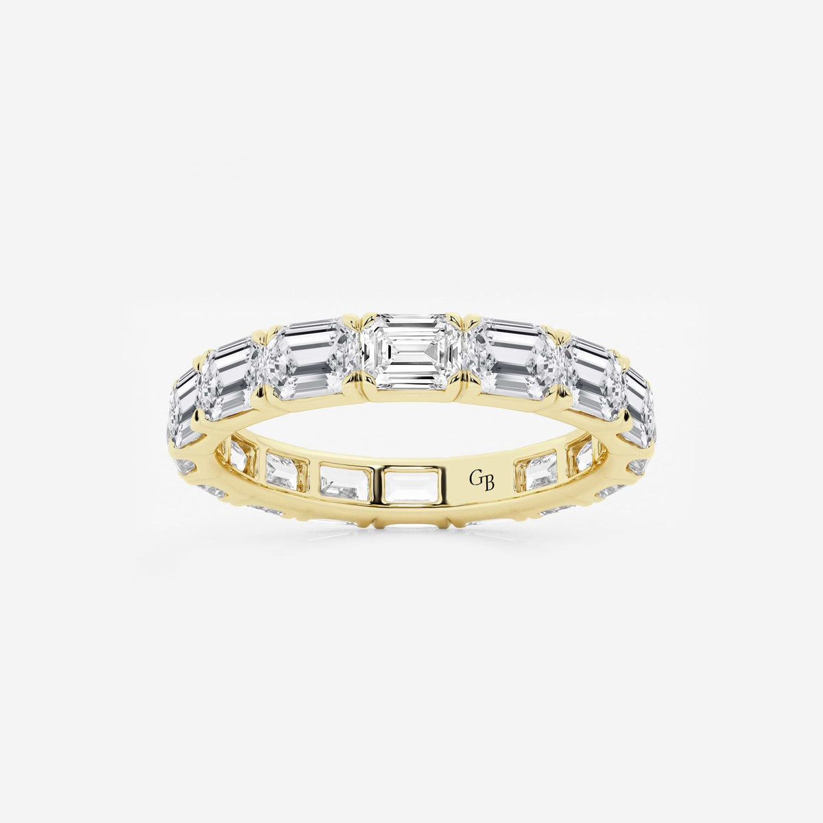 GWA013 - 3 ctw East-West Emerald Lab Grown Diamond Eternity Band - 3.1mm Width
