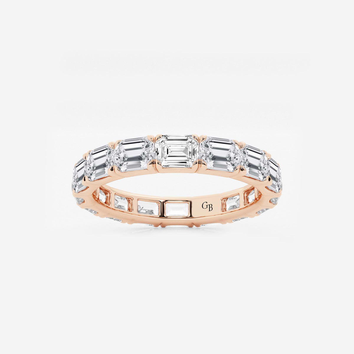 GWA013 - 3 ctw East-West Emerald Lab Grown Diamond Eternity Band - 3.1mm Width