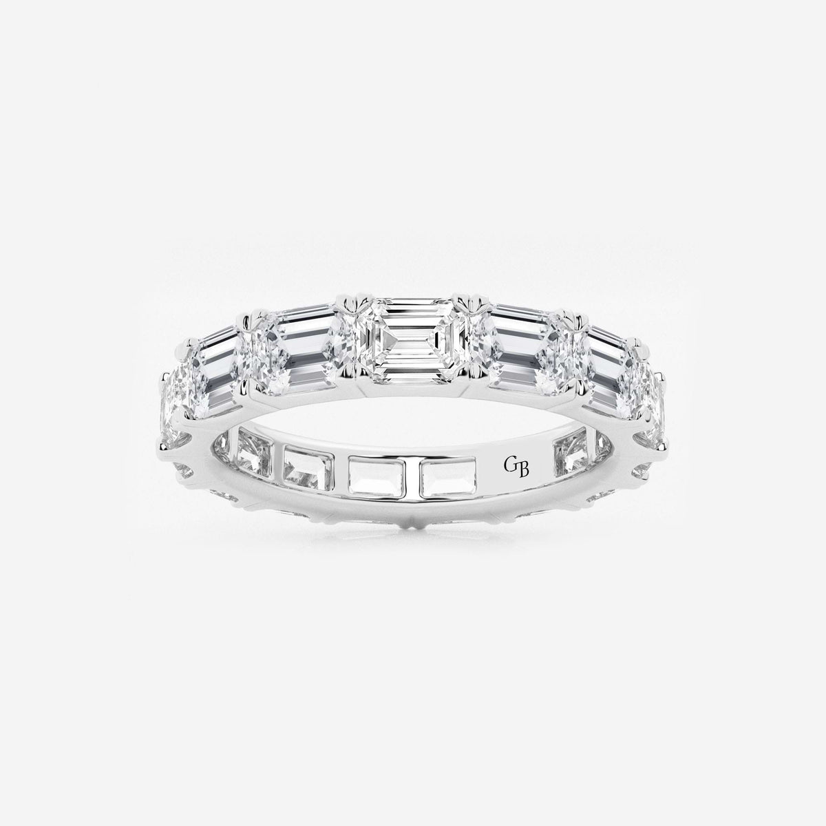 GWA013 - 4 ctw East-West Emerald Lab Grown Diamond Eternity Band - 3.2mm Width