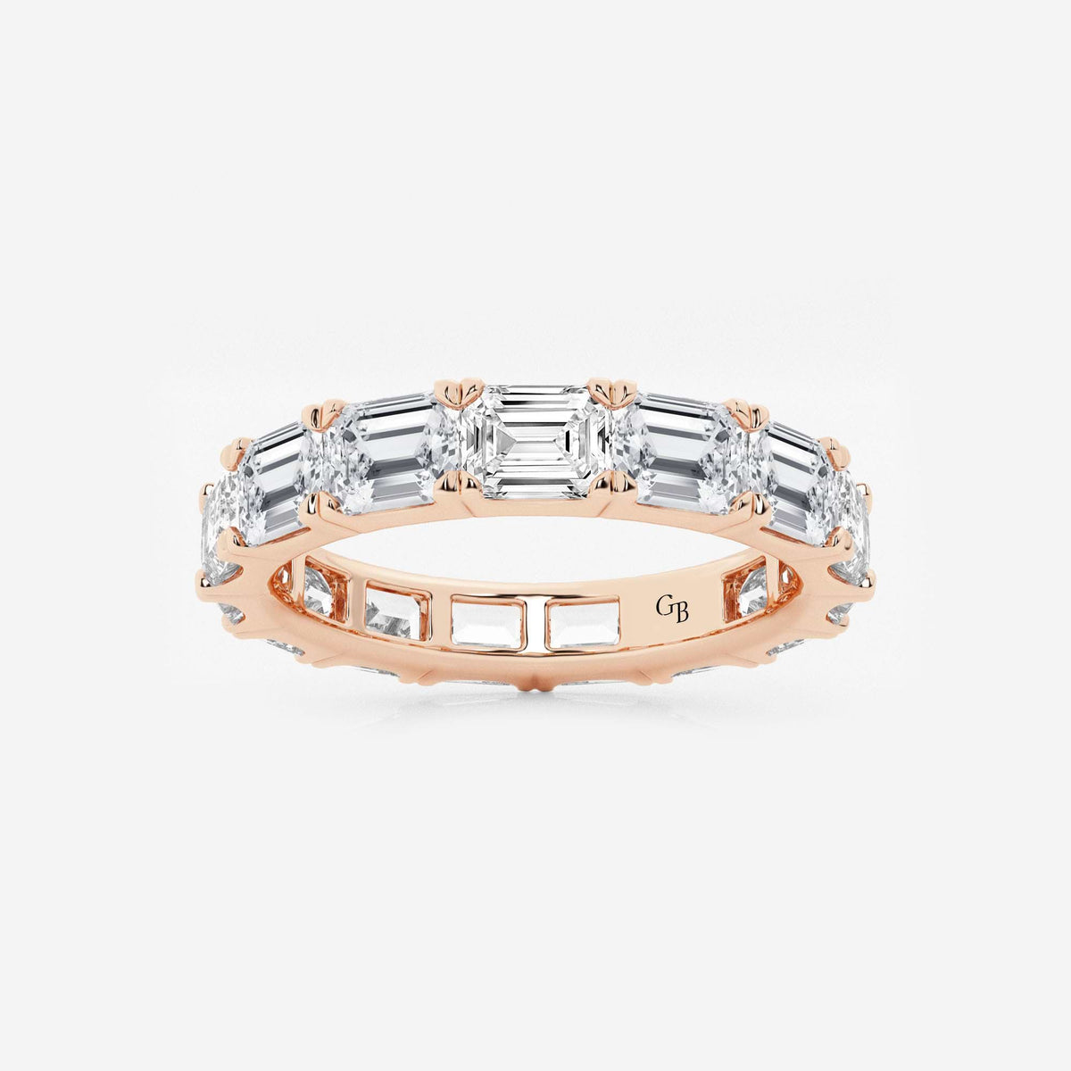 GWA013 - 4 ctw East-West Emerald Lab Grown Diamond Eternity Band - 3.2mm Width