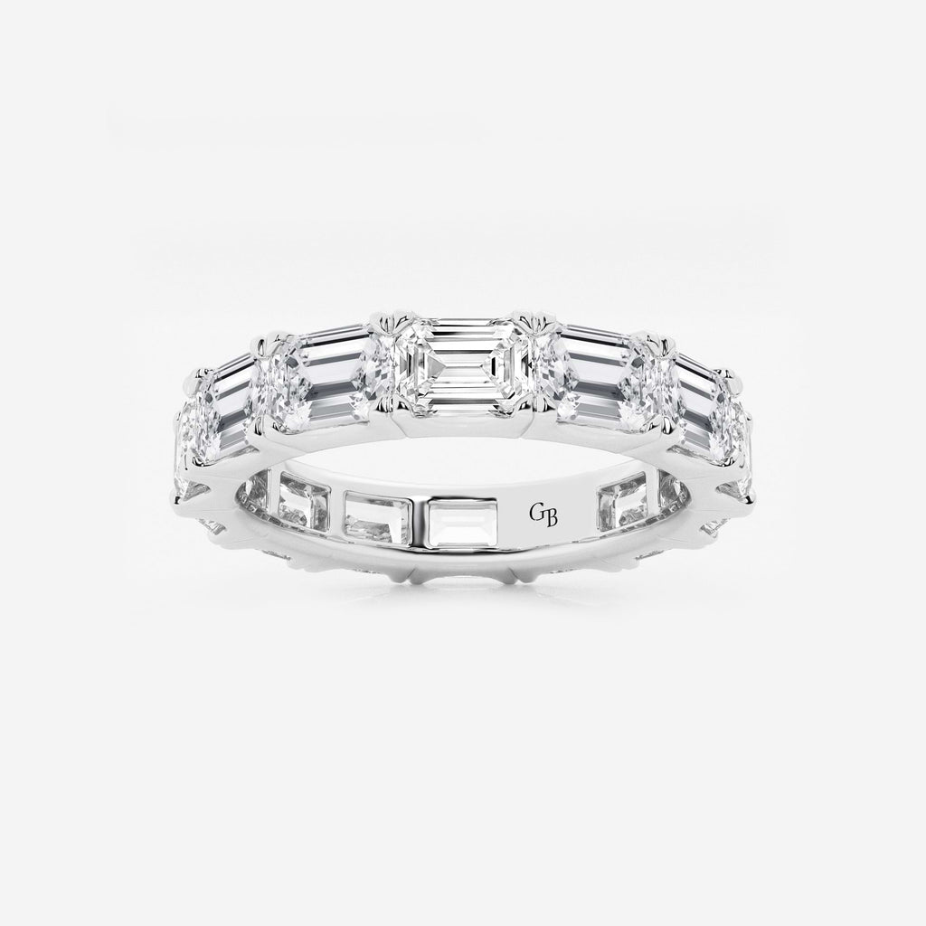 GWA013 - 5 ctw East-West Emerald Lab Grown Diamond Eternity Band - 3.8mm Width
