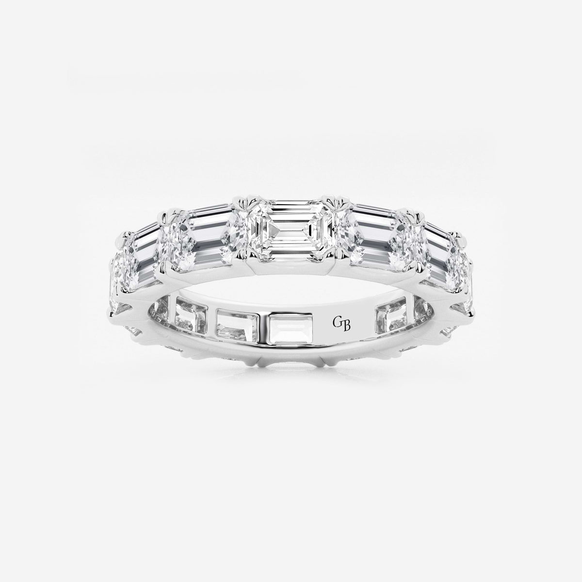 GWA013 - 5 ctw East-West Emerald Lab Grown Diamond Eternity Band - 3.8mm Width