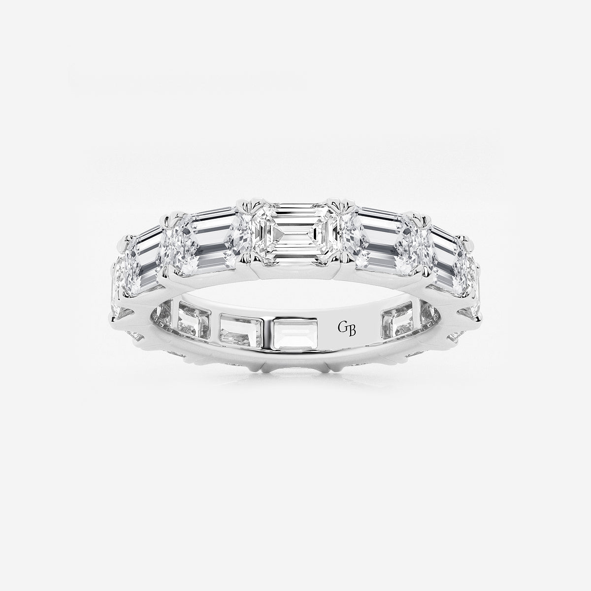 GWA013 - product video for 5 ctw East-West Emerald Lab Grown Diamond Eternity Band - 3.8mm Width