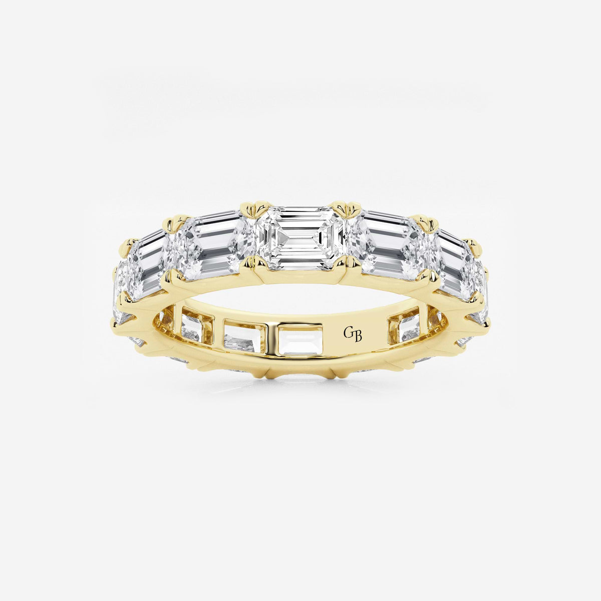 GWA013 - 5 ctw East-West Emerald Lab Grown Diamond Eternity Band - 3.8mm Width