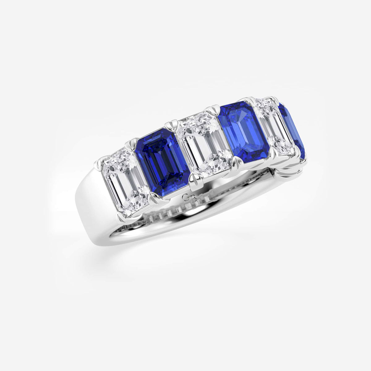 GWA015 - Additional Image 1 for  6 x 4 mm Emerald Cut Sapphire and 2 7/8 ctw Emerald Lab Grown Diamond Anniversary Band