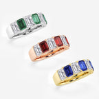 GWA015 - Additional Image 2 for  6 x 4 mm Emerald Cut Sapphire and 2 7/8 ctw Emerald Lab Grown Diamond Anniversary Band