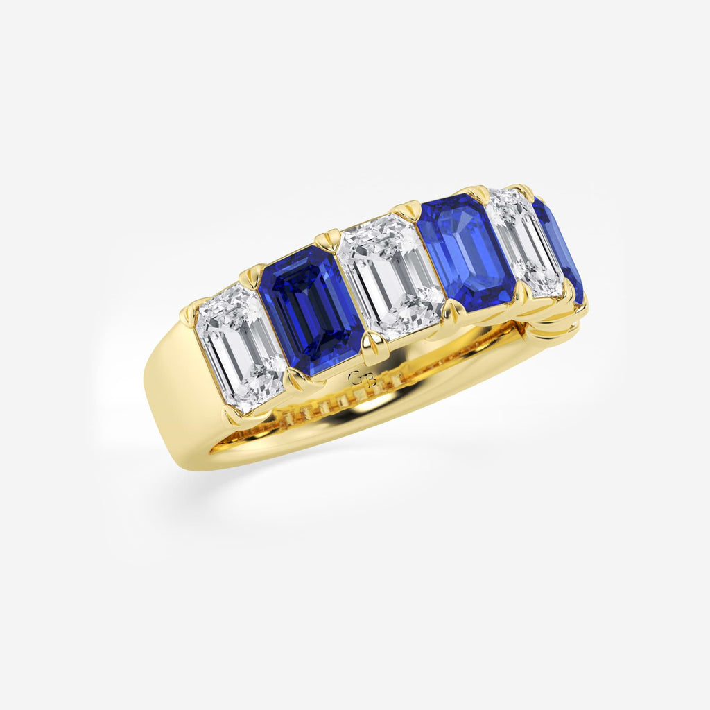 GWA015 - Additional Image 1 for  6 x 4 mm Emerald Cut Sapphire and 2 7/8 ctw Emerald Lab Grown Diamond Anniversary Band