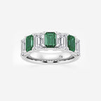 GWA015 - 6 x 4 mm Green Emerald and 2 7/8 ctw Emerald Lab Grown Diamond Anniversary Band