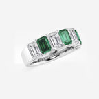 GWA015 - Additional Image 1 for  6 x 4 mm Green Emerald and 2 7/8 ctw Emerald Lab Grown Diamond Anniversary Band