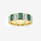 GWA015 - product video for 6 x 4 mm Green Emerald and 2 7/8 ctw Emerald Lab Grown Diamond Anniversary Band