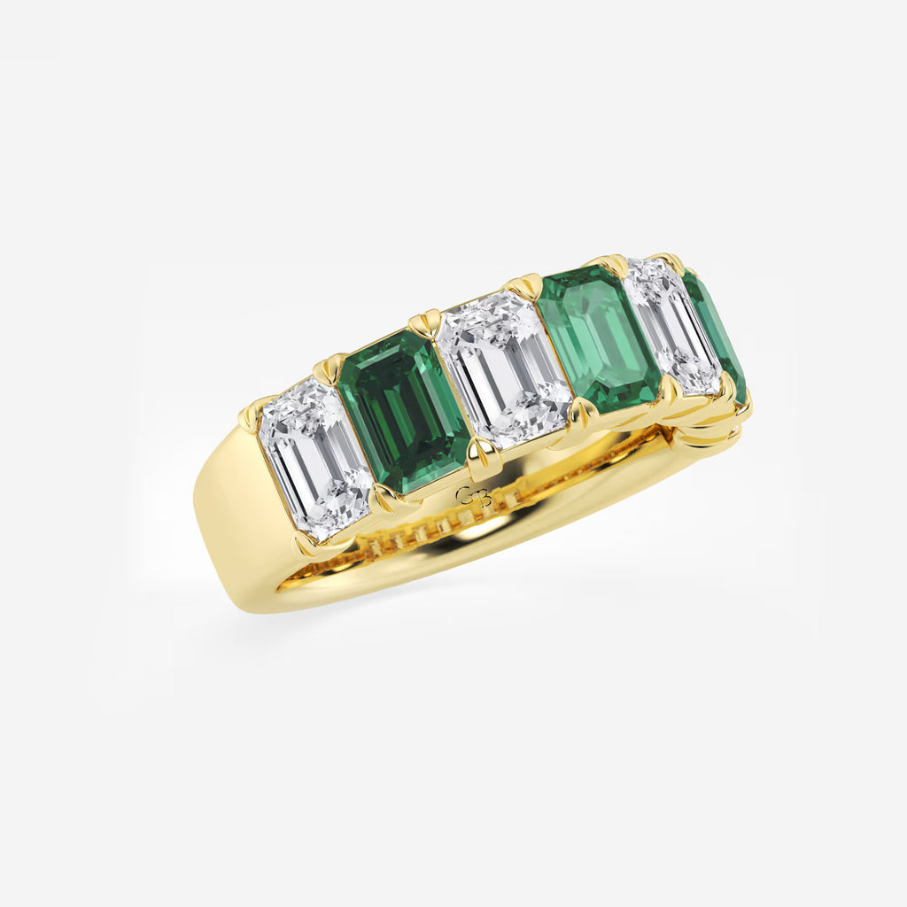 GWA015 - Additional Image 1 for  6 x 4 mm Green Emerald and 2 7/8 ctw Emerald Lab Grown Diamond Anniversary Band