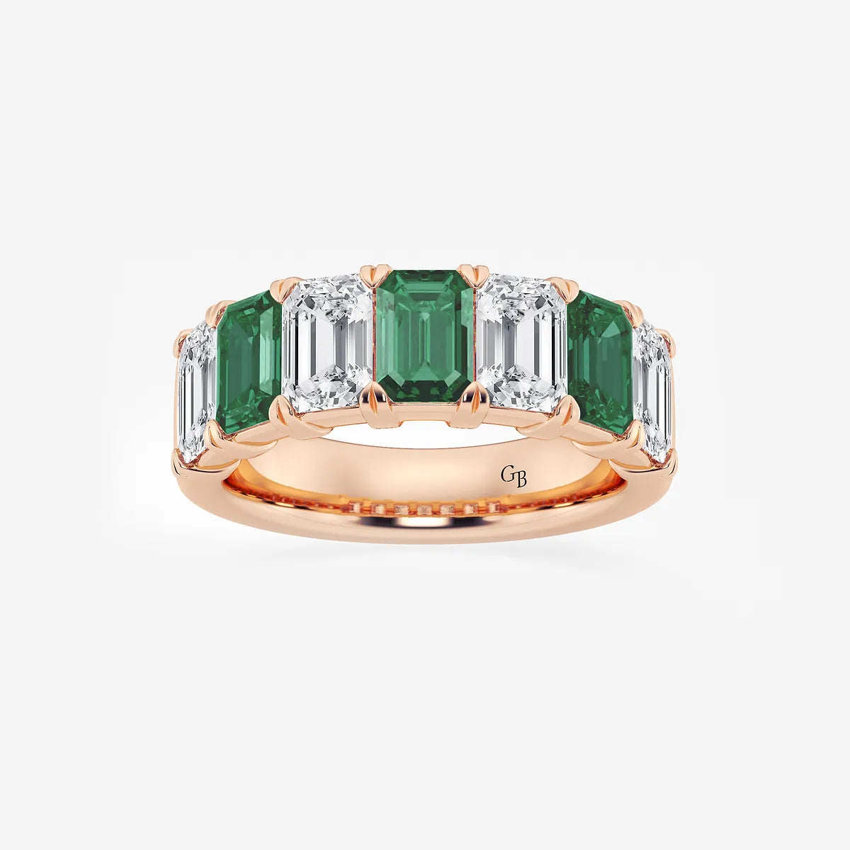 GWA015 - product video for 6 x 4 mm Green Emerald and 2 7/8 ctw Emerald Lab Grown Diamond Anniversary Band