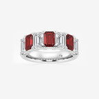 GWA015 - product video for 6 x 4 mm Emerald Cut Ruby and 2 7/8 ctw Emerald Lab Grown Diamond Anniversary Band