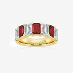 GWA015 - product video for 6 x 4 mm Emerald Cut Ruby and 2 7/8 ctw Emerald Lab Grown Diamond Anniversary Band