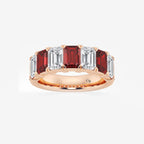 GWA015 - product video for 6 x 4 mm Emerald Cut Ruby and 2 7/8 ctw Emerald Lab Grown Diamond Anniversary Band