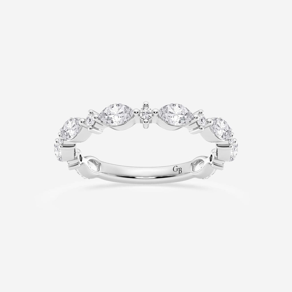 GWA017 - 5/8 ctw Round and Marquise Lab Grown Diamond Alternating Wedding Band