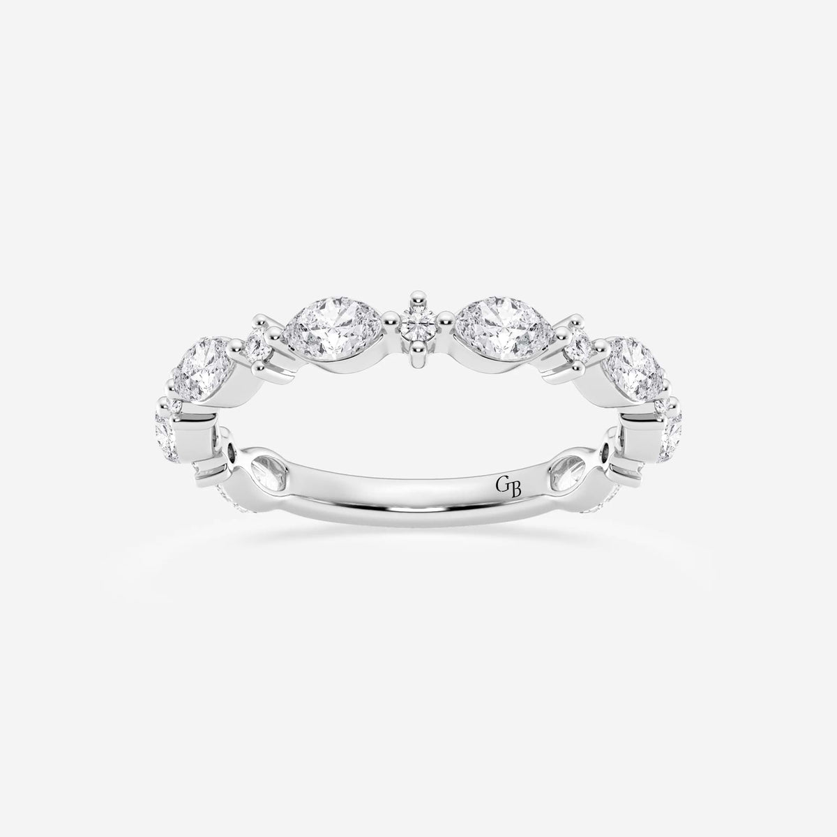 GWA017 - 5/8 ctw Round and Marquise Lab Grown Diamond Alternating Wedding Band